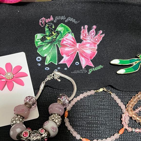 Wicked Pink Goes Good with Green Jewelry Bundle in Zip Pouch - Picture 2 of 2